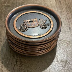 Vintage General Motors Fischer Autobody Copper Coaster Set - Set of 8